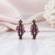 Sparkling Black & Pink Stones Jewelry Set-Black Diamonds New York