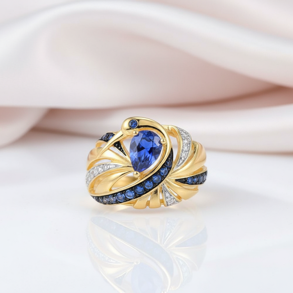 Sparkling Blue Spinel & Diamond Option Ring-Black Diamonds New York