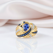 Sparkling Blue Spinel & Diamond Ring-Black Diamonds New York