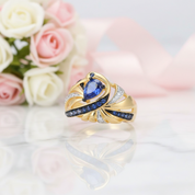 Sparkling Blue Spinel & Diamond Ring-Black Diamonds New York