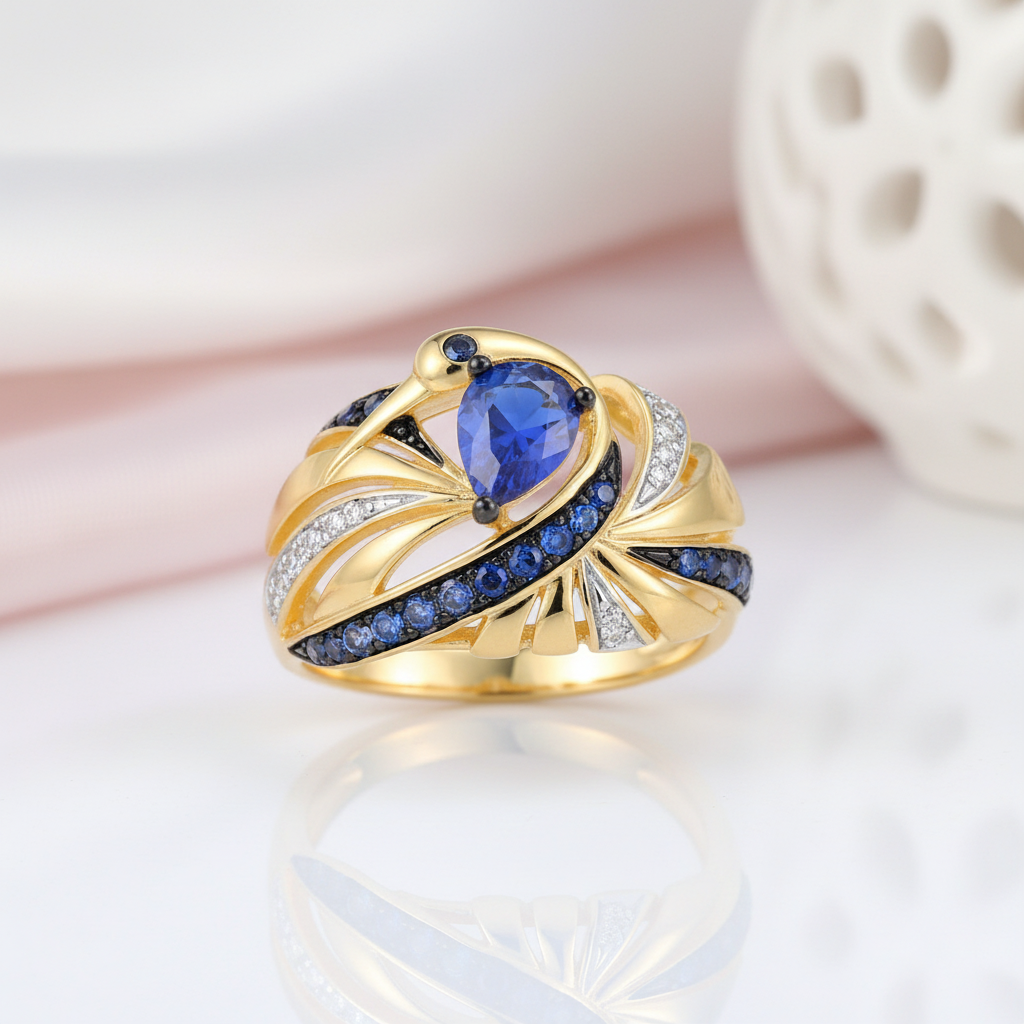 Sparkling Blue Spinel & Diamond Ring-Black Diamonds New York