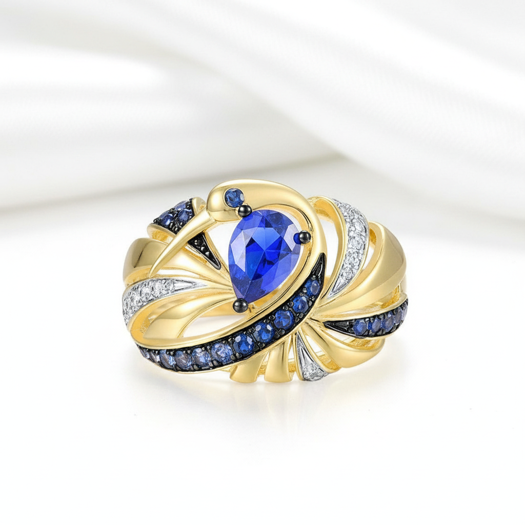 Sparkling Blue Spinel & Diamond Ring-Black Diamonds New York