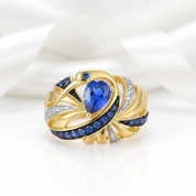 Sparkling Blue Spinel & Diamond Ring-Black Diamonds New York