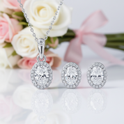Sparkling Oval Cut Diamond Option Jewelry Set-Black Diamonds New York