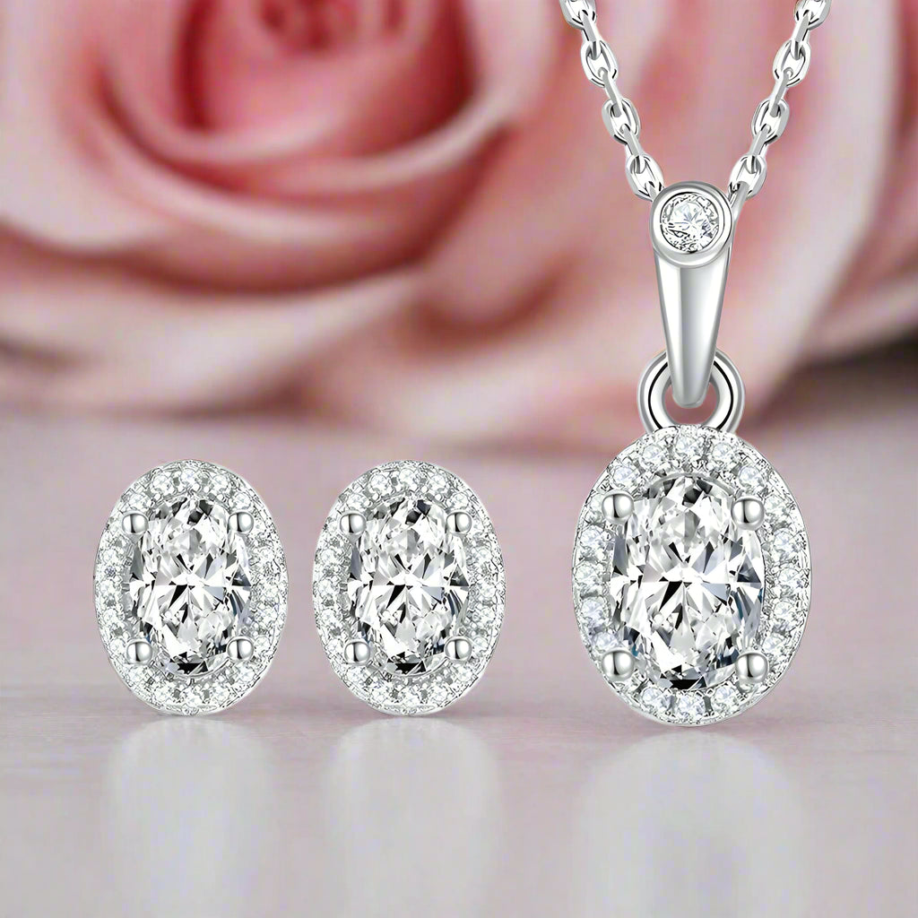 Sparkling Oval Cut Diamond Jewelry Set-Black Diamonds New York