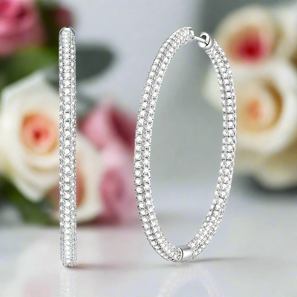 Sparkling Round Cut Diamond Hoop Earring-Black Diamonds New York