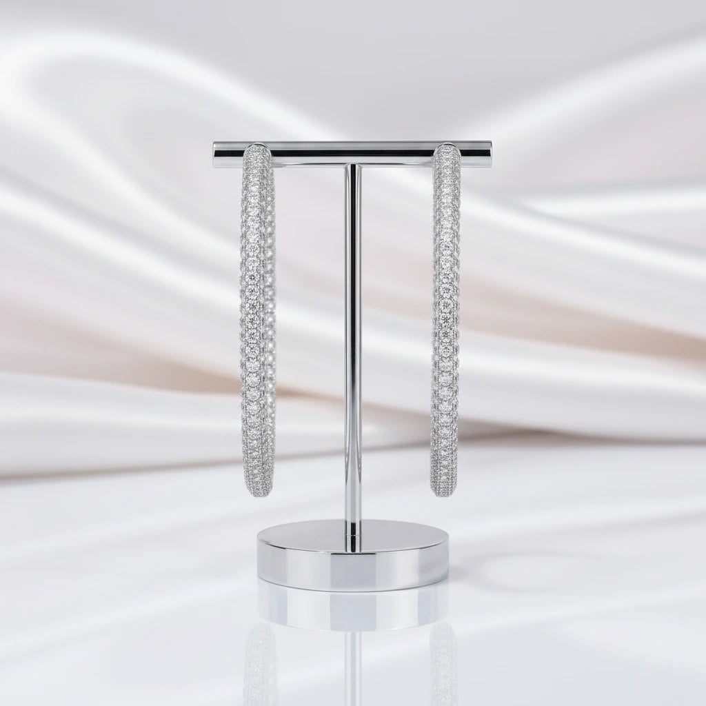 Sparkling Round Cut Diamond Option Hoop Earring-Black Diamonds New York