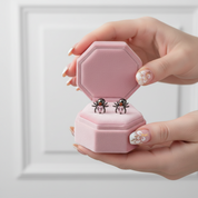 Spider Stud Earrings with Pink Heart Diamond Option-Black Diamonds New York