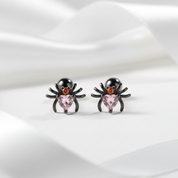 Spider Stud Earrings with Pink Heart Diamond Option-Black Diamonds New York
