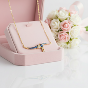 Spinel & Clear Diamond Option Swallow Necklace-Black Diamonds New York