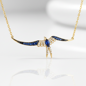 Spinel & Clear Diamond Option Swallow Necklace-Black Diamonds New York