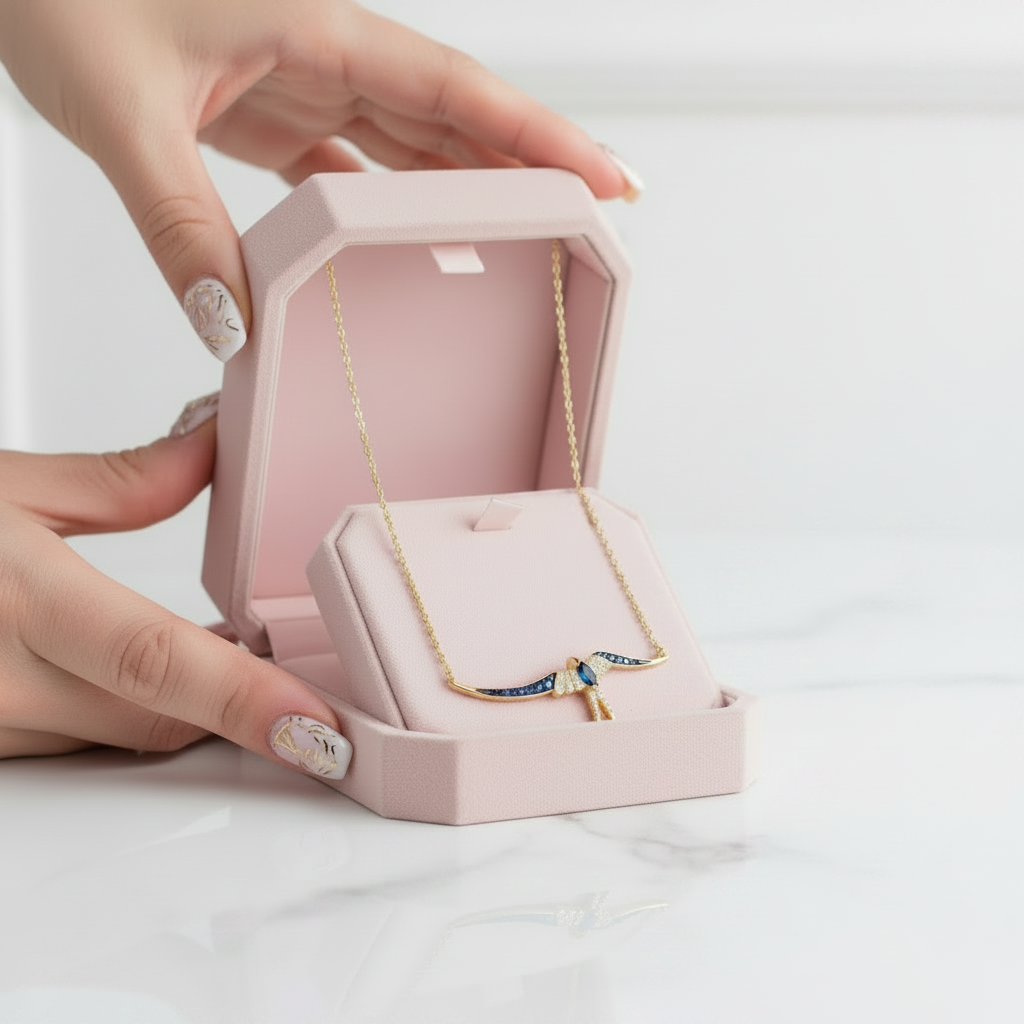 Spinel & Clear Diamond Option Swallow Necklace-Black Diamonds New York