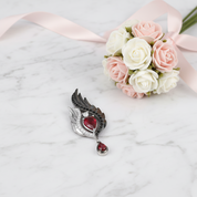 Spinel & Pear-cut Red Diamond Option Wings Pendant-Black Diamonds New York