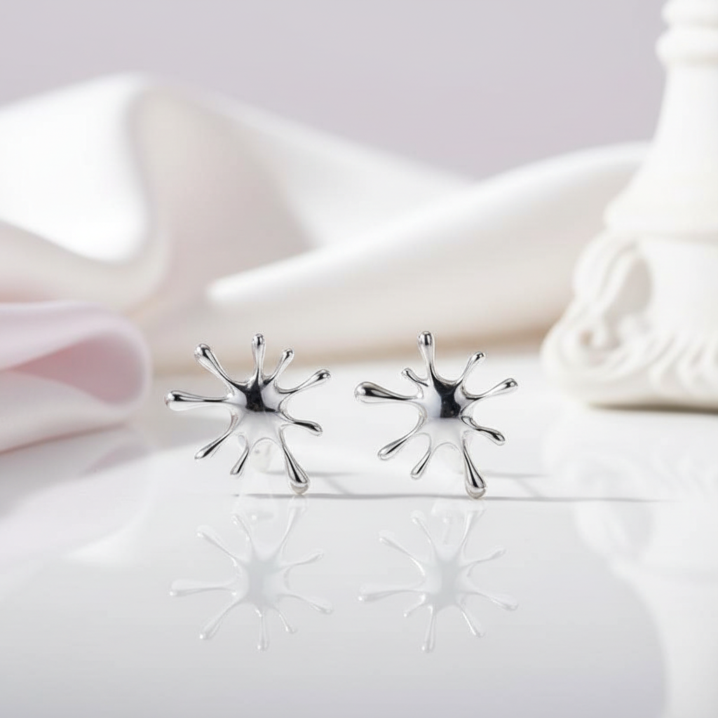 Splashing Metal Stud Earrings-Black Diamonds New York