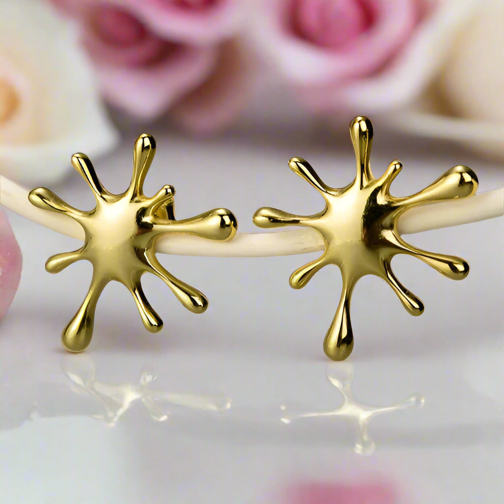 Splashing Metal Stud Earrings-Black Diamonds New York