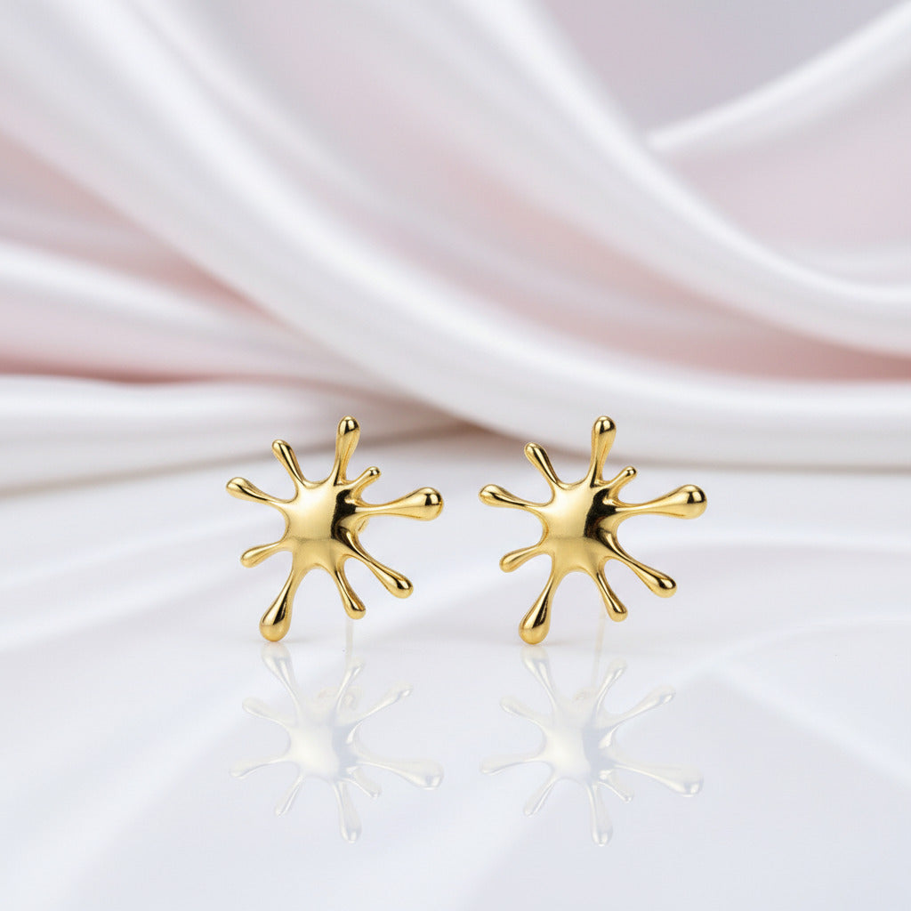 Splashing Metal Stud Earrings-Black Diamonds New York