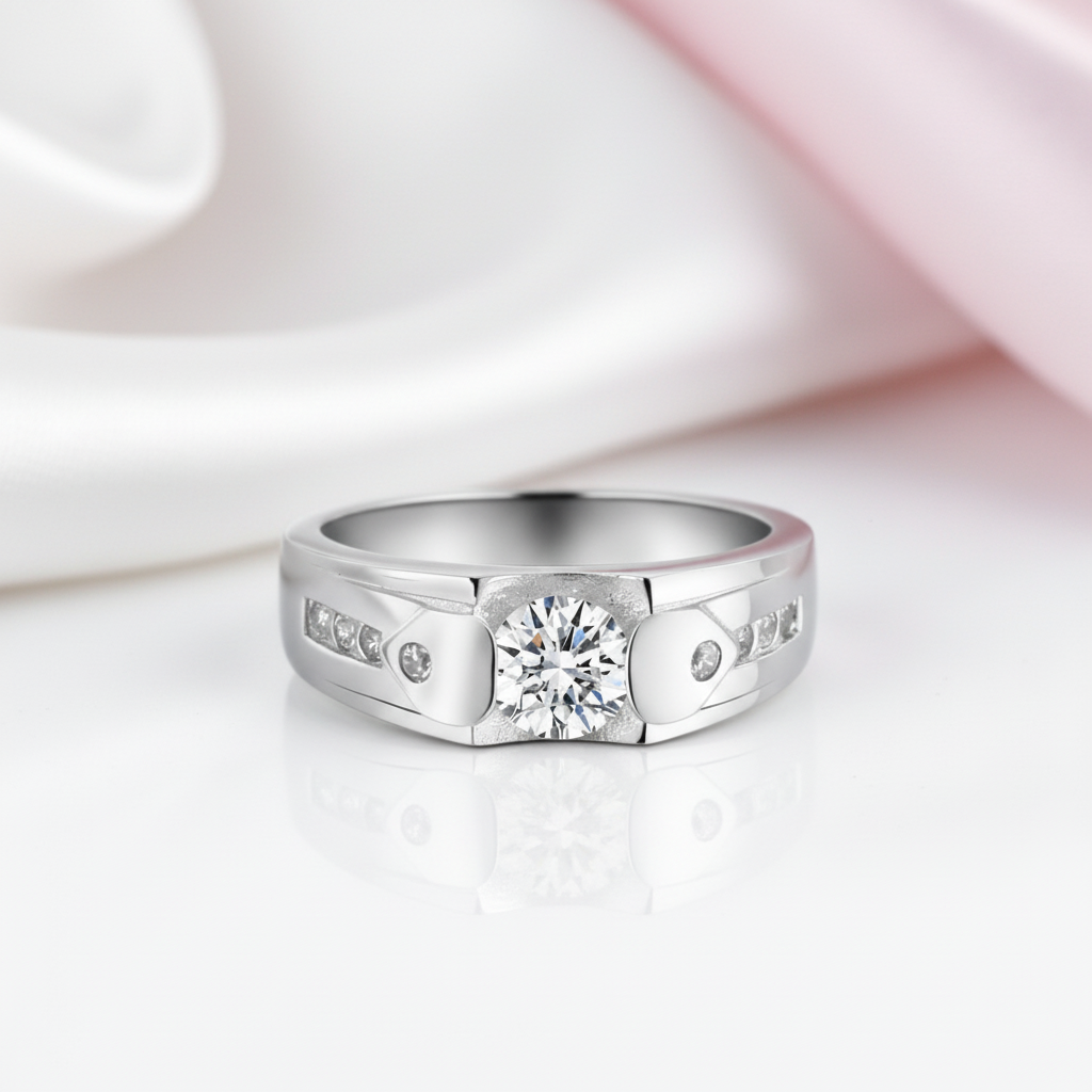 Splendid Simulated Diamond Option Men's Wedding Band-Black Diamonds New York
