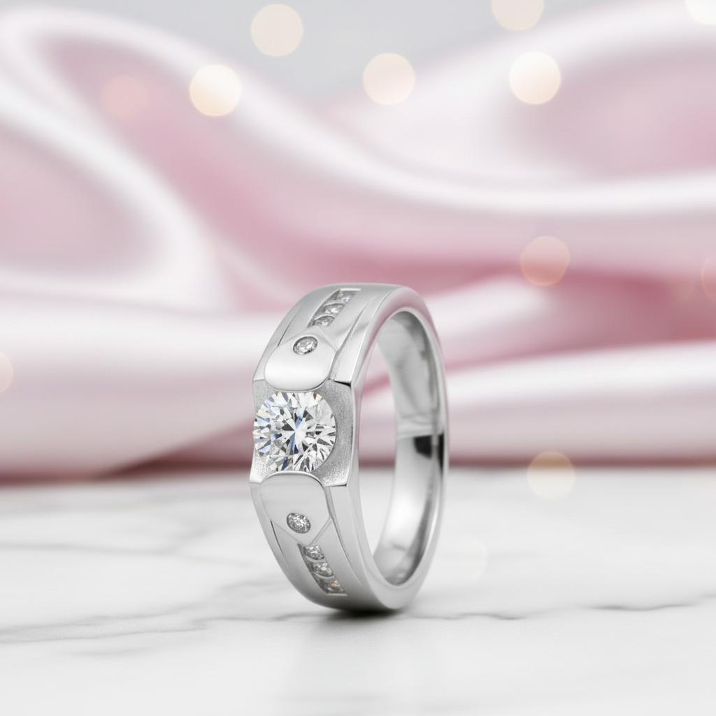Splendid Simulated Diamond Option Men's Wedding Band-Black Diamonds New York