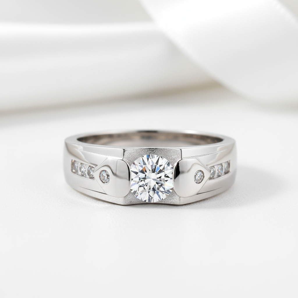 Splendid Simulated Diamond Option Men's Wedding Band-Black Diamonds New York
