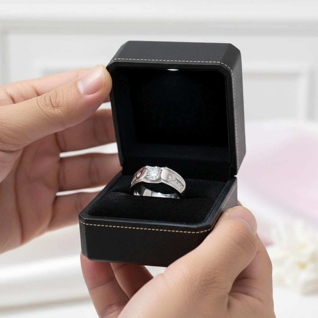 Splendid Simulated Diamond Option Men's Wedding Band-Black Diamonds New York
