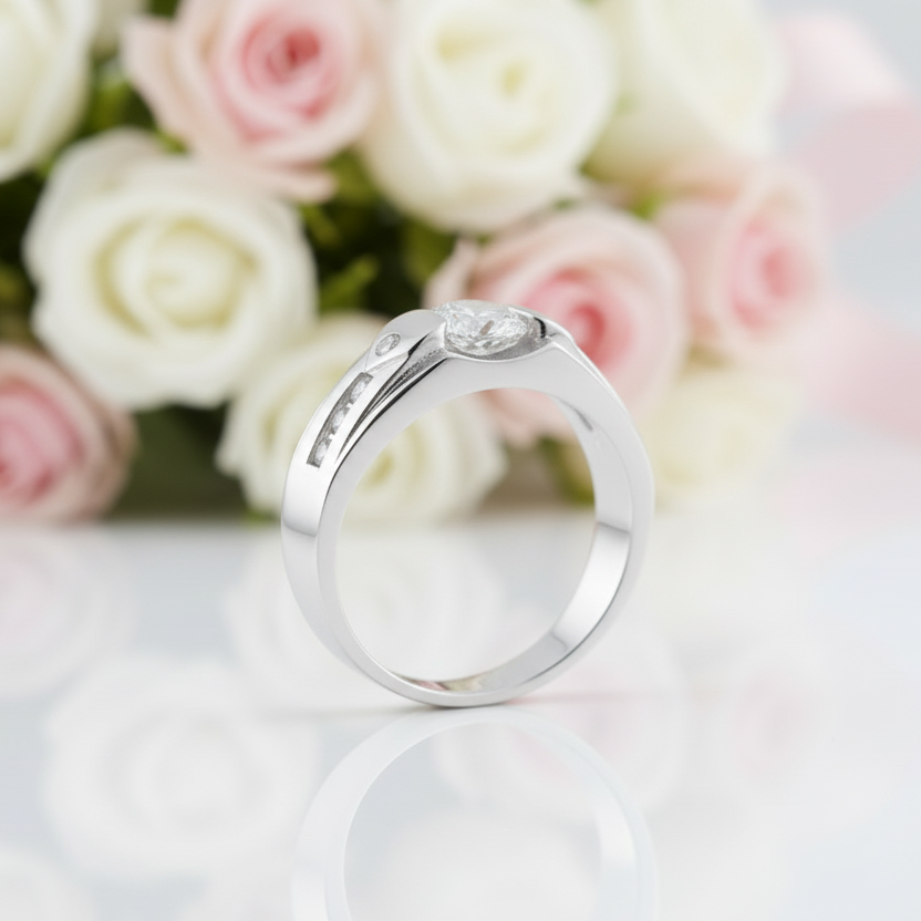 Splendid Simulated Diamond Option Men's Wedding Band-Black Diamonds New York