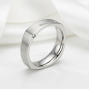 Square Engraved Titanium Men's Wedding Band-Black Diamonds New York