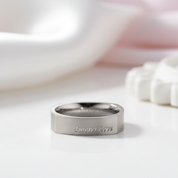Square Engraved Titanium Men's Wedding Band-Black Diamonds New York