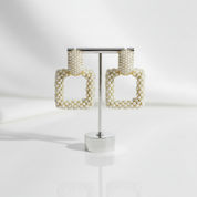 Square Pearl Earrings-Black Diamonds New York