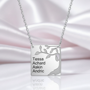 Square Tree Custom Name Necklace-Black Diamonds New York