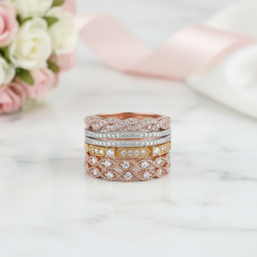 Stackable Eternity Wedding Ring-Black Diamonds New York