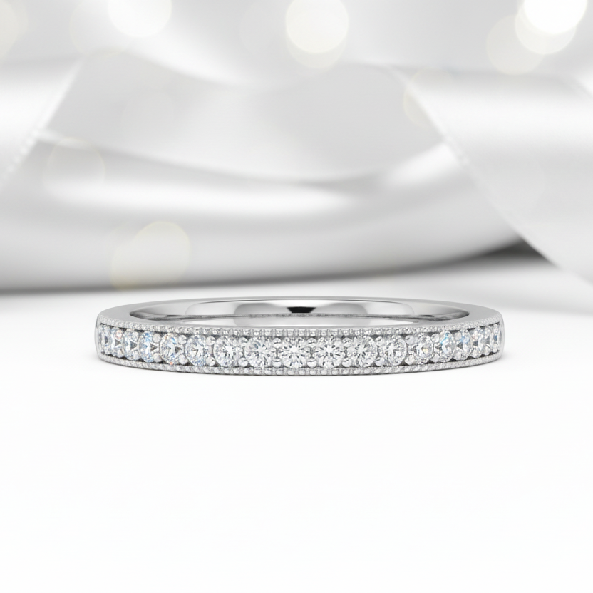Stackable Round Diamond Option Eternity Wedding Band-Black Diamonds New York
