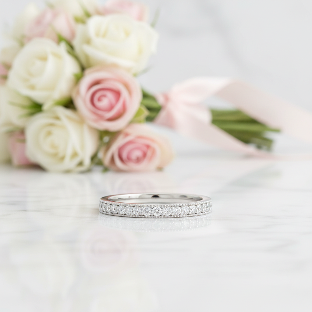 Stackable Round Diamond Option Eternity Wedding Band-Black Diamonds New York