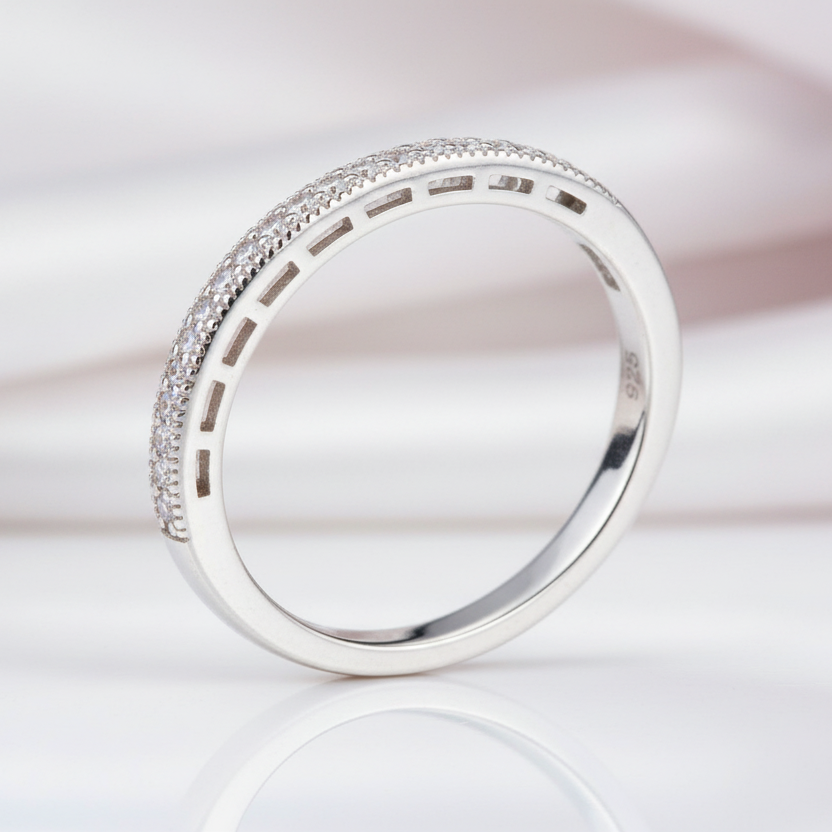 Stackable Round Diamond Option Eternity Wedding Band-Black Diamonds New York