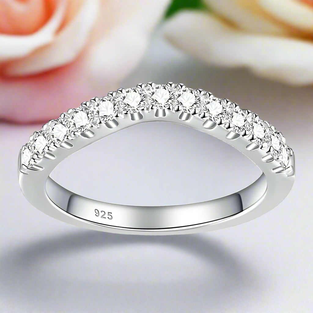 Stackable Wishbone Half Eternity Diamond Wedding Band-Black Diamonds New York