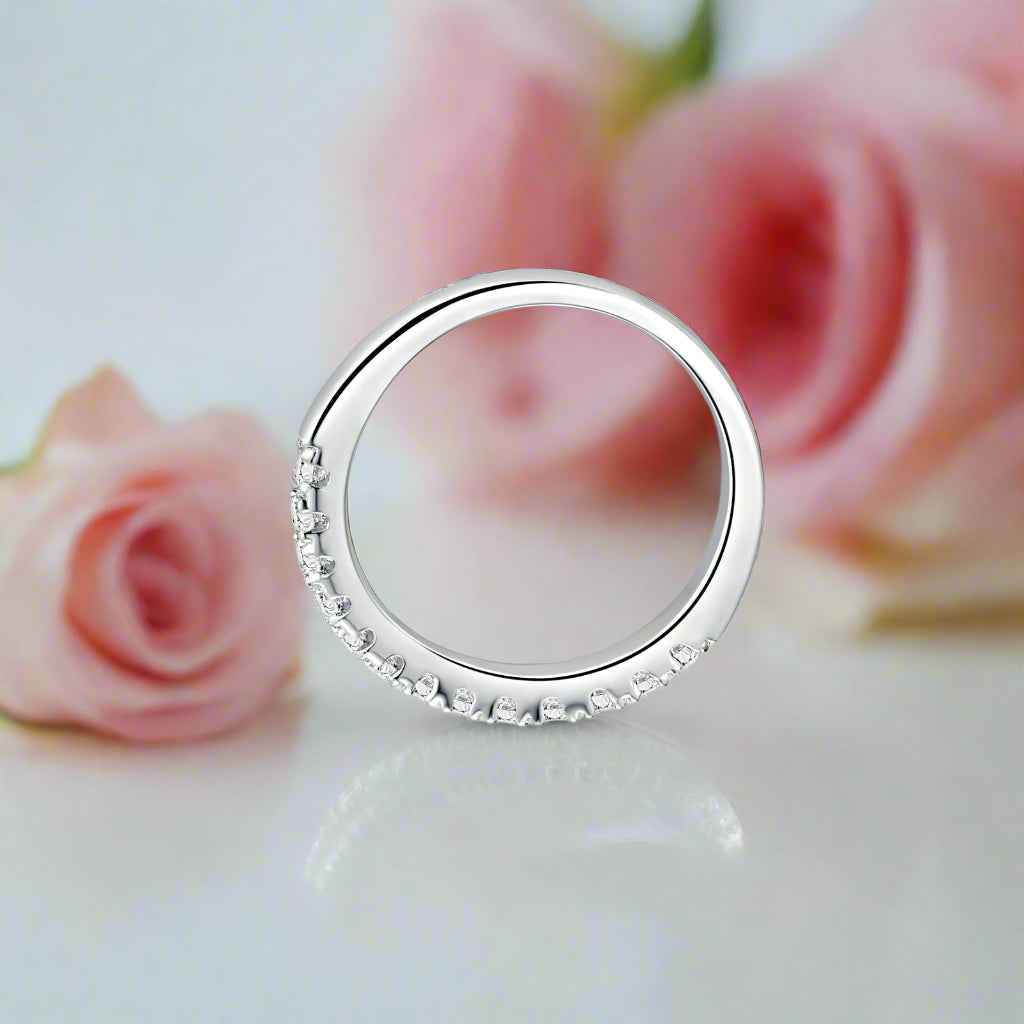 Stackable Wishbone Half Eternity Diamond Wedding Band-Black Diamonds New York