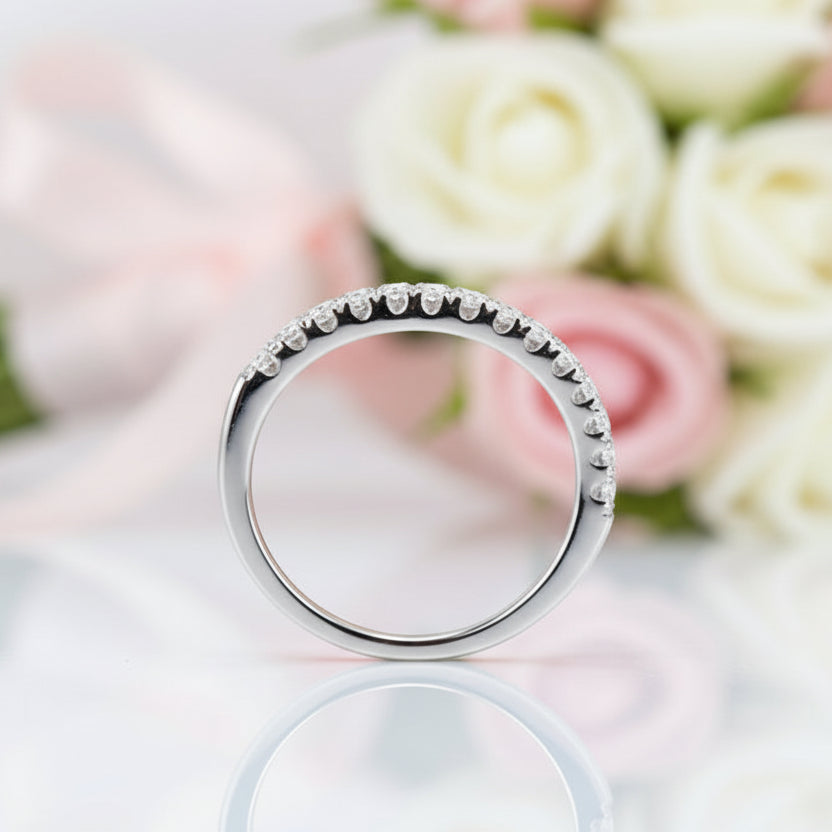 Stackable Wishbone Half Eternity Diamond Option Wedding Band-Black Diamonds New York