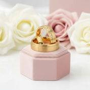 Stainless Steel Gold Plated His And Hers Ring Band-Black Diamonds New York