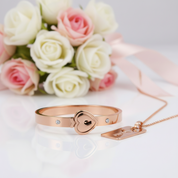 Lock and Key Necklace and Bracelet For Couples-Black Diamonds New York