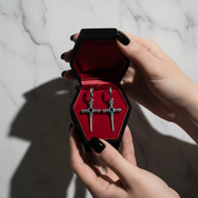 Stainless Steel Skull Cross Unisex Drop Earrings-Black Diamonds New York