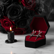 Stainless Steel Skull Cross Unisex Drop Earrings-Black Diamonds New York