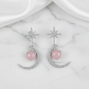 Star And Moon Statement Drop Earrings-Black Diamonds New York