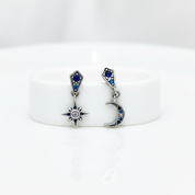 Star & Crescent Moon Drop Earrings-Black Diamonds New York