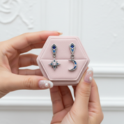 Star & Crescent Moon Drop Earrings-Black Diamonds New York