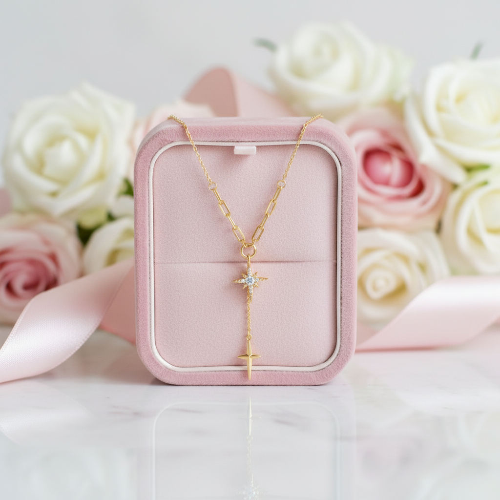 Star Cross Necklace with Round Diamond Option-Black Diamonds New York