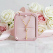 Star Cross Necklace with Round Diamond-Black Diamonds New York