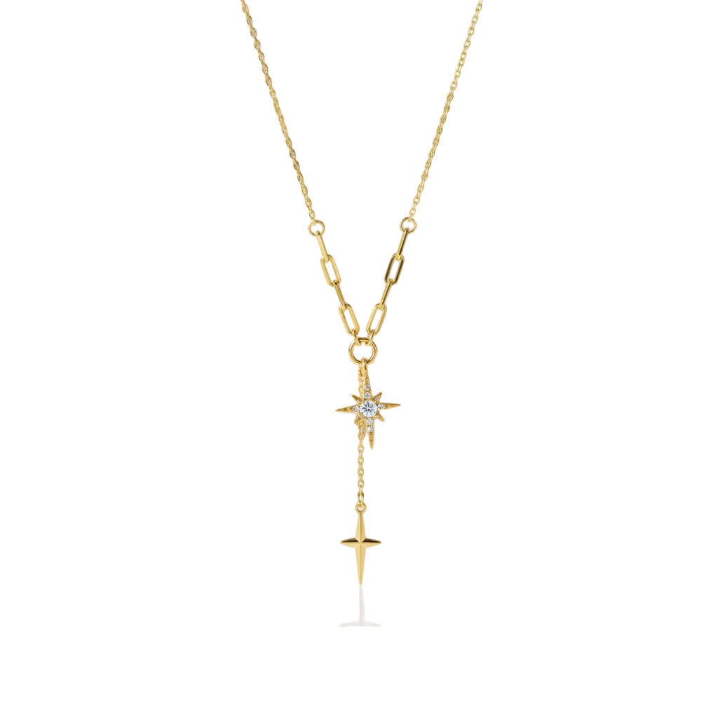 Star Cross Necklace with Round Diamond Option-Black Diamonds New York