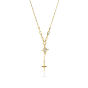 Star Cross Necklace with Round Diamond Option-Black Diamonds New York