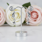 Star & Moon Piercing Earrings-Black Diamonds New York