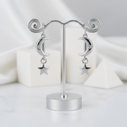 Star & Moon Piercing Earrings-Black Diamonds New York