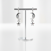 Star & Moon Piercing Earrings-Black Diamonds New York